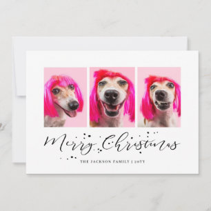Personalised Pet 3 Photo Christmas Holiday Card