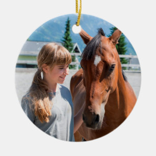 Personalised Pet Best Horse Ever Name and Photo Ceramic Tree Decoration