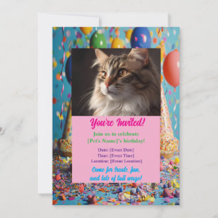 Personalised Pet Birthday Invitation Custom Photo