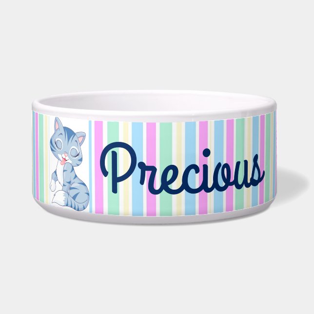 Personalised Pet Bowl/Cute Cat (Front)