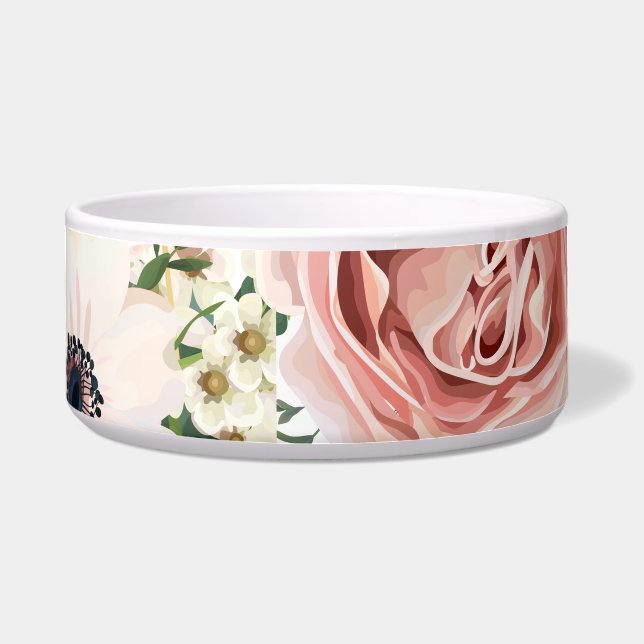 Personalised Pet Bowls Geometric Garden Rose Anemo (Front)