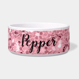 Personalised Pet Bowls Rose Gold Glitter