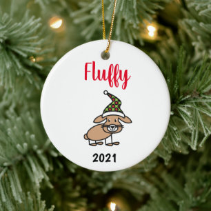 personalised pet bunny christmas ceramic ornament