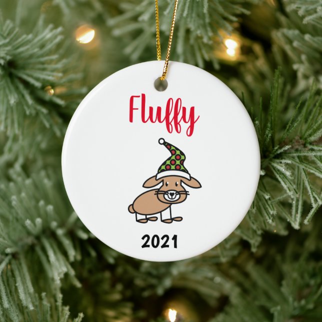 personalised pet bunny christmas ceramic ornament (Tree)