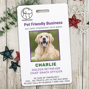 Personalised Pet Business Employee Dog Photo ID Ba Badge