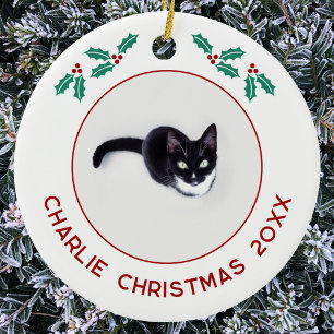Personalised Pet Cat Christmas Photo Ceramic Tree Decoration
