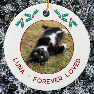 Personalised Pet Cat Memorial Christmas Photo Ceramic Tree Decoration