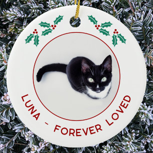 Personalised Pet Cat Memorial Christmas Photo Ceramic Tree Decoration