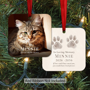 Personalised Pet Cat Memorial Photo Christmas Metal Tree Decoration