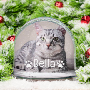 Personalised Pet Cat Name and Photo Custom Snowglobe