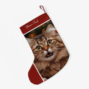 Personalised Pet Cat Picture & Name Small Christmas Stocking