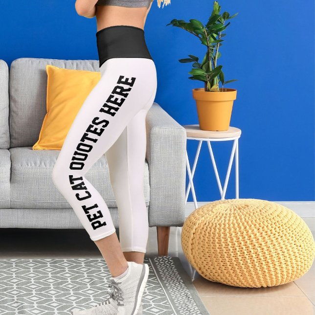 Personalised Pet Cat Quotes On Black White Capri Leggings (Creator Uploaded)