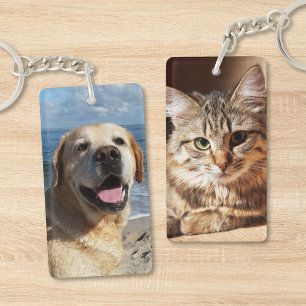 Personalised Pet Dog Cat Double-Sided Photo Key Ring