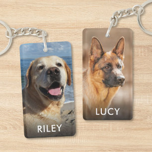 Personalised Pet Dog Cat Double-Sided Photo Key Ring