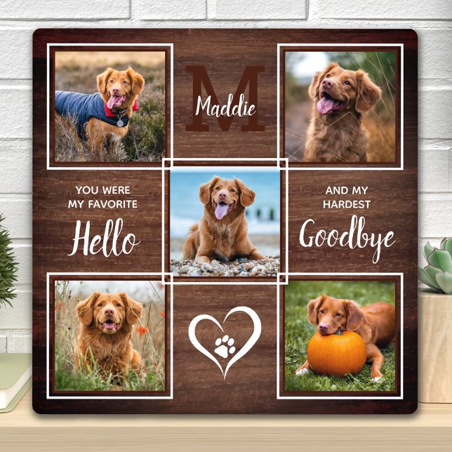Personalised Pet Dog Memorial 5 Picture Collage Plaque (Creator Uploaded)