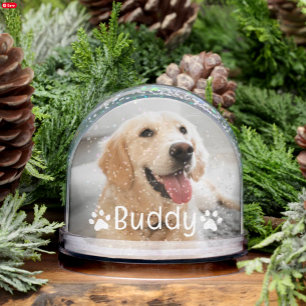 Personalised Pet Dog Name and Photo Custom Snowglobe