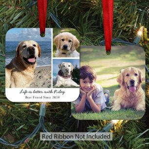 Personalised Pet Dog Photo Collage Metal Tree Decoration