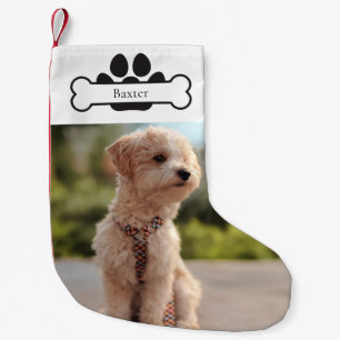 Personalised Pet Dog Photo Monogram Name Small Christmas Stocking