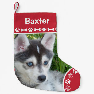 Personalised Pet Dog Photo Monogram Name Small Christmas Stocking