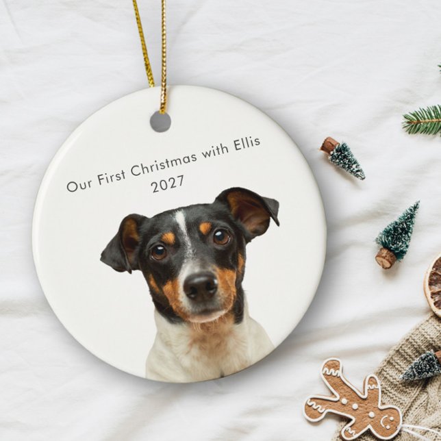 Personalised Pet Dog Photo Name First Christmas Ceramic Tree Decoration (Creator Uploaded)