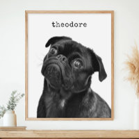 Personalised Pet Dog Photo Name Minimalist Wall 
