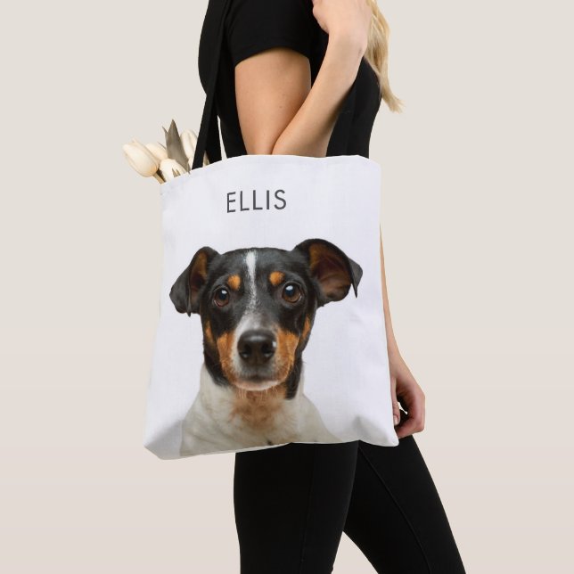 Personalised Pet Dog Photo Name Your Picture Tote Bag (Close Up)