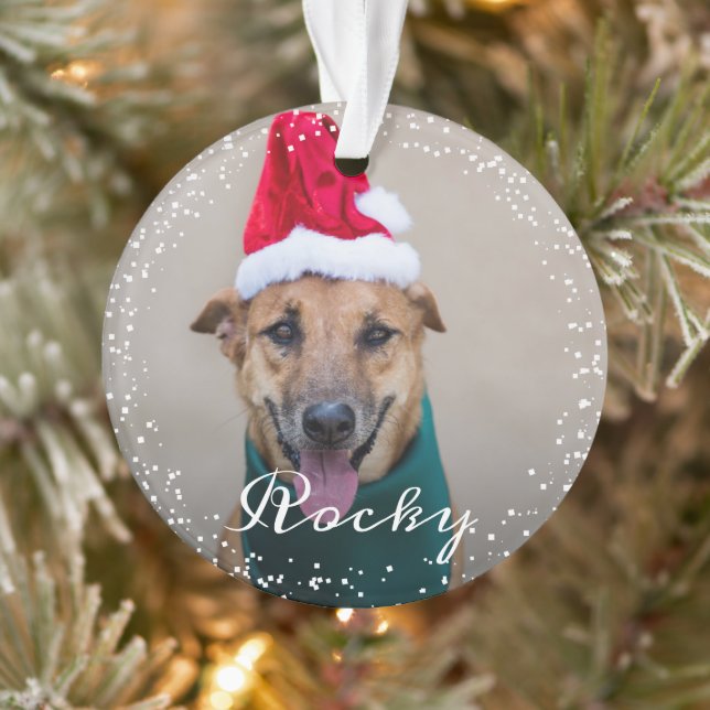 Personalised Pet Dog Puppy Holiday Photo Ornament (Tree)
