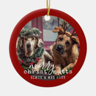 Personalised Pet Dogs Photo Funny Christmas Ceramic Tree Decoration