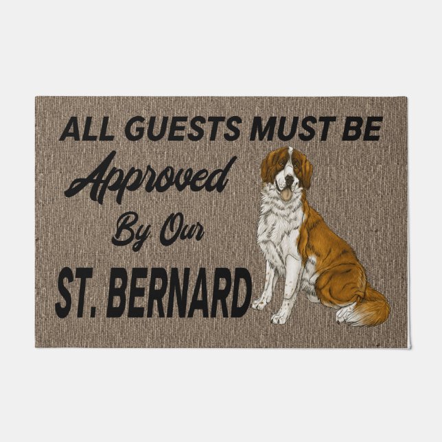 Personalised Pet Doormat, Saint Bernard Dog Gift Doormat (Front)