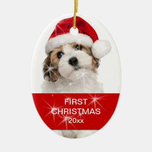 Personalised Pet First Christmas Photo Ceramic Tree Decoration