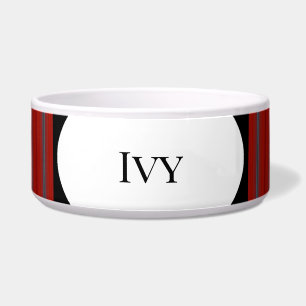 Personalised Pet Food Bowl w Red Stripe- HAMbWG