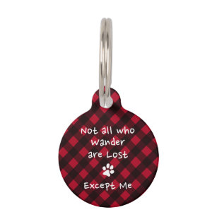 Personalised Pet Funny Red Black Plaid Dog Puppy Pet Tag