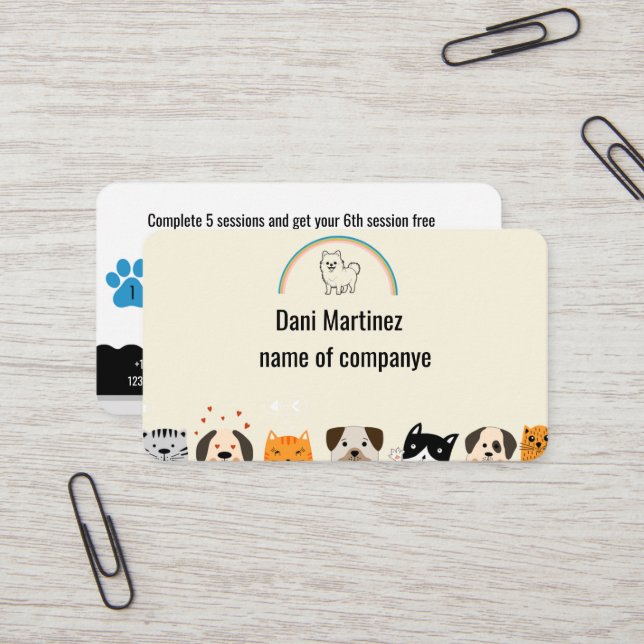 Personalised Pet Grooming Loyalty Card (Front/Back In Situ)