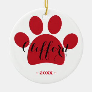 Personalised Pet Holidays ornament Red Paw