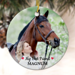 Personalised Pet Horse Lover My Best Friend Photo Ceramic Tree Decoration