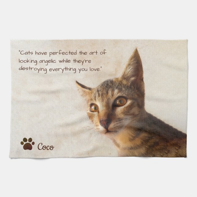 Personalised Pet Kitten Cat Dog Photo Template Tea Towel (Horizontal)