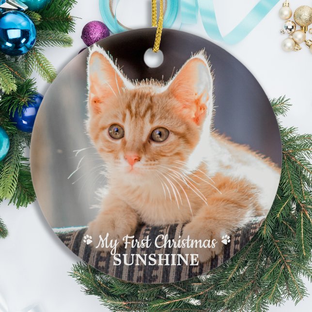 Personalised Pet Kitten Photo Cat First Christmas Ceramic Tree Decoration (Creator Uploaded)