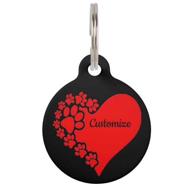 Personalised Pet Love Heart Tag (Front)