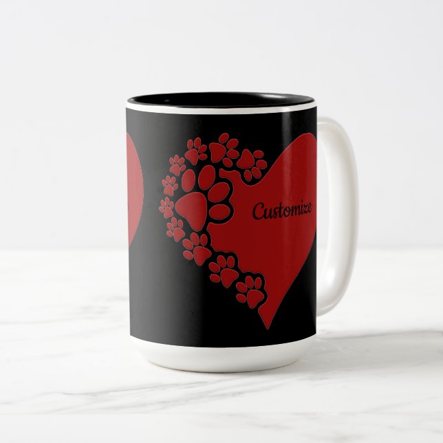 Personalised Pet Love Heart Two-Tone Coffee Mug (Front Right)