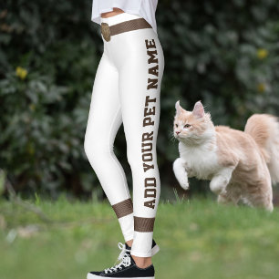 Personalised Pet Lover Brown Belt Buckle White Leggings