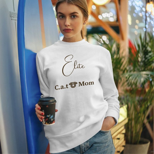 Personalised Pet Lover Brown Script Cat Mum White Sweatshirt (Creator Uploaded)