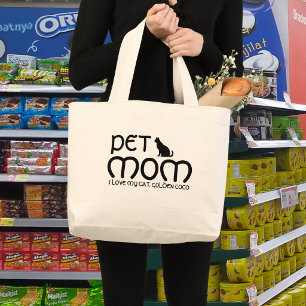 Personalised Pet Lover Cat Mum Scrtipt Quote Cute Large Tote Bag