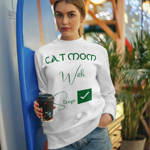 Personalised Pet Lover Green Script Funny Cat Mum Sweatshirt