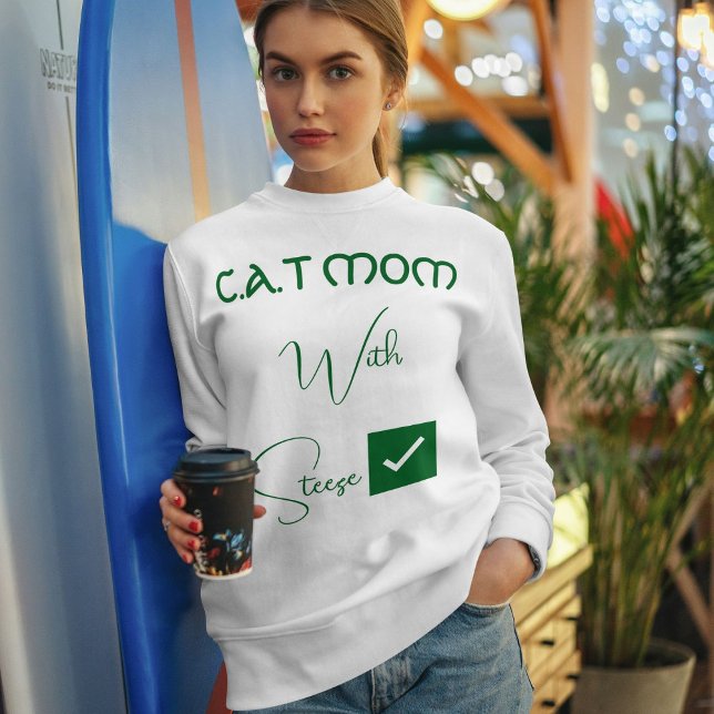 Personalised Pet Lover Green Script Funny Cat Mum Sweatshirt (Creator Uploaded)