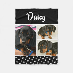 Personalised Pet Lover Photo Collage Pawprint Fleece Blanket