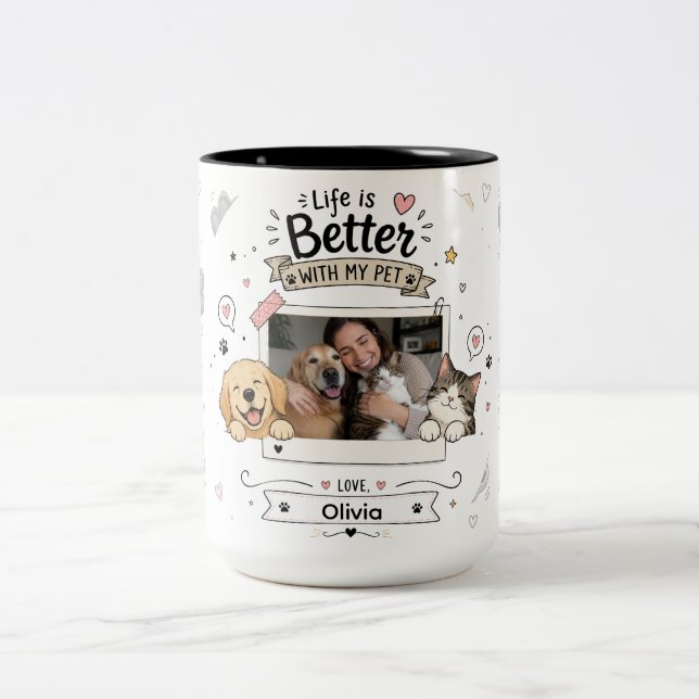 Personalised Pet Lover Photo Mug with Custom Name (Center)