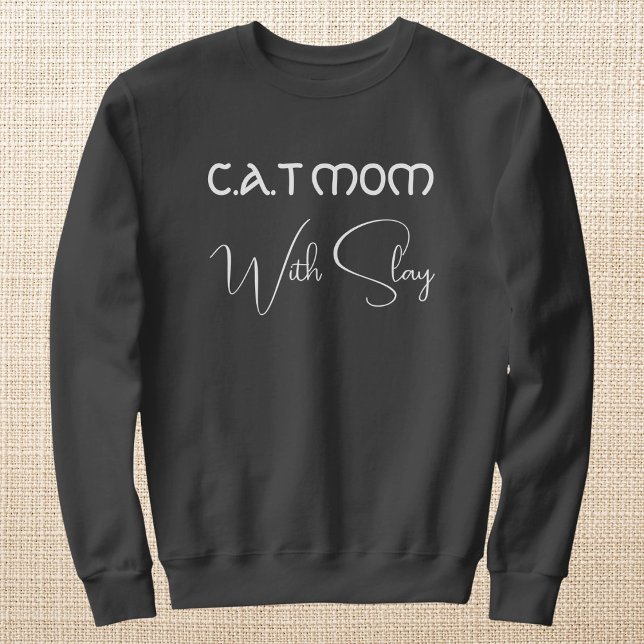 Personalised Pet Lover White Script Cat Mum Grey Sweatshirt (Creator Uploaded)