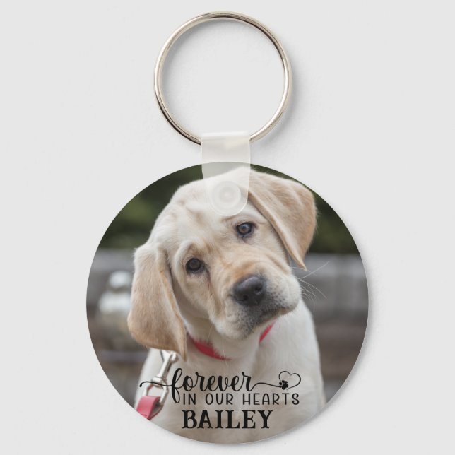 Personalised Pet Memorial 2 Photo Name Heart Paw  Key Ring (Back)