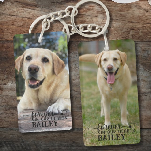 Personalised Pet Memorial 2 Photo Name Heart Paw  Key Ring (Creator Uploaded)