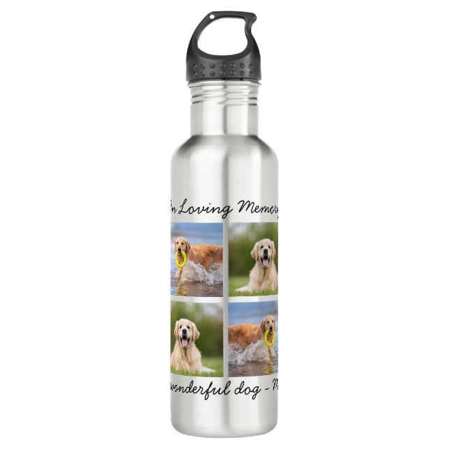 Personalised Pet Memorial 8 Photo In Loving Memory 710 Ml Water Bottle (Front)